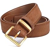 Wide Suede Belt Women Genuine Leather Ladies Waist Belt for Jeans Dress Casual Square Gold Buckle