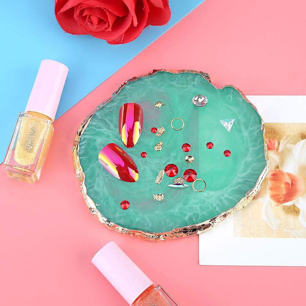 Resin Nail Art Palette, Kalolary Nail Art Cosmetic Mixing Palette Color Mixing Pigment Plate Polish Pigment Holder Drawing Plate Nail Art Painting Gel Palette Manicure Tool (Green) : Beauty