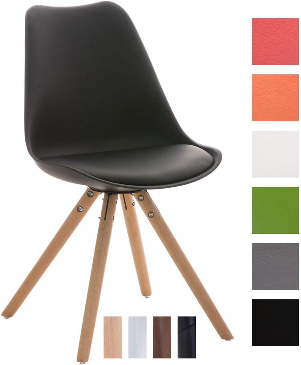 Blanc Pietement Clp Chaise De Salle A Manher Pegleg Assise En Similicuir I Chaise Visiteur Design Scandinave Pieds En Bois Rond I Hauteur Assise 46 Cm I Couleur Couleur Noir Cuisine Meubles