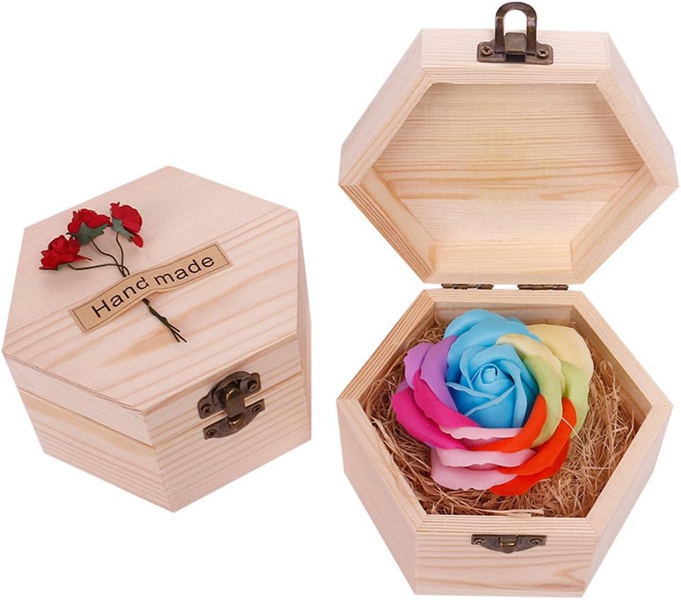 Lyrides Wood Box Flower Lovely Gift for Friends, Mom, Dad, Birthday Girl, Boy