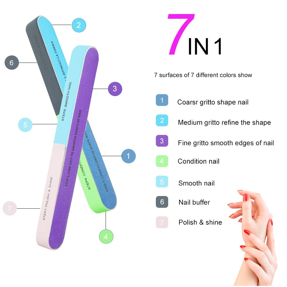 Professional Nail File and Buffers Tool Set - for Natural, Gel & Acrylic Nails - Nail Care Buffer Block Polisher Tool, Washable Double Sided Kit (28 pcs) : Beauty