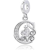 925 Sterling Silver Letter Charms for Pandora Bracelets Silver Letter A Alphabet Charm Initial Dangle Charms Beads Jewelry Gift for Women