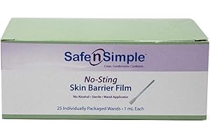 Safe n' Simple Skin Barrier Wand - 25 Individually Packed Wands - Sting Free Skin Barrier Wand Applicator - Sterile Skin Barrier Swab for Ostomy - No Sting Alcohol Free Skin Barrier Film