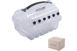 Goture Fishing Line Storage Box 1/2Pcs, 6(2 Large + 4 Standard) Slots Fishing Line Case, PP Clear Visibility Fishing Line Organizer, Silicone Holes Line Spool Box