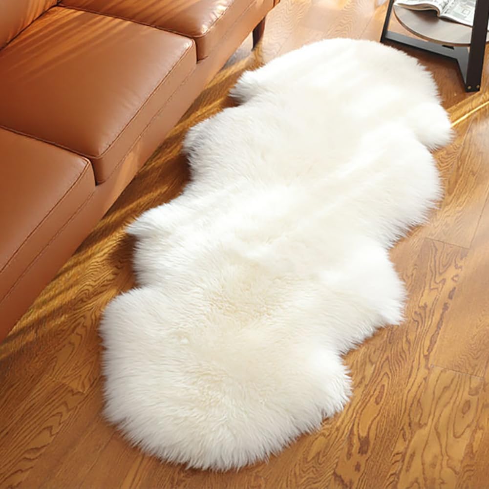 Photo 1 of WL&ALLEN Genuine Sheepskin 100% New Zealand Sheepskin Wool Area Rug |Single & a Half Pelt 2'x 4'3'', Ivory White
