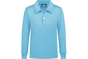 QBK Boys' Performance Polo Kids Collared Golf Shirts Long Sleeve School Uniform for 4T-16Y