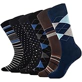 Feetalk Odor Resistant Dress Socks for Men Cotton Business Crew Socks Patterned Socks Funny