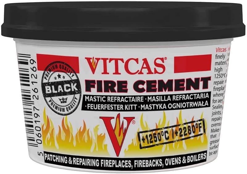 Vitcas 500g Black Fire Cement - Excellent Adhesion, Air Tight Seal, Quick Repair