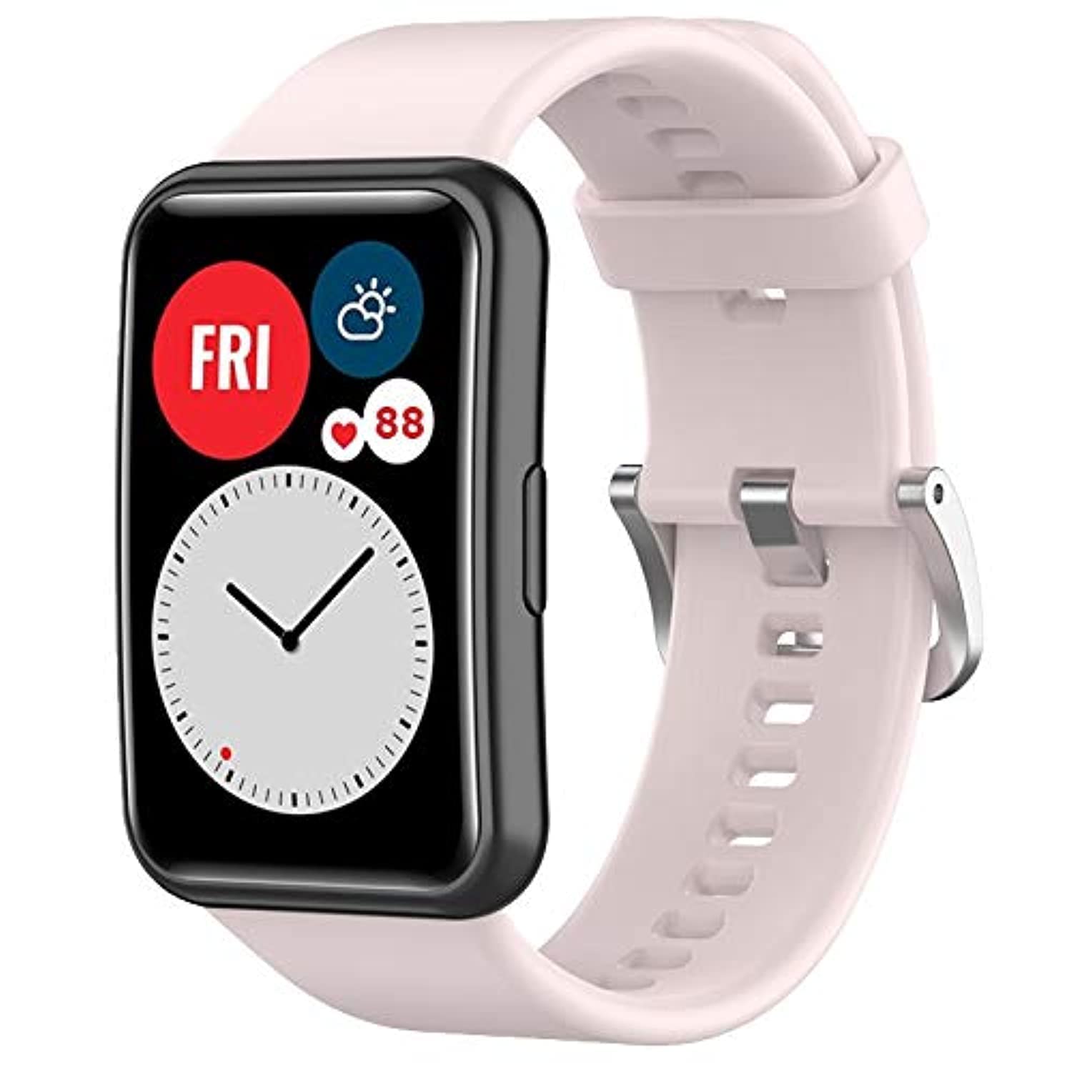 Wownadu Straps Compatible for HUAWEI WATCH FIT Strap Replacement for Women Men Silicone Sports WristBand, Sakura Pink Smart Watch Accessories,(No Watch)