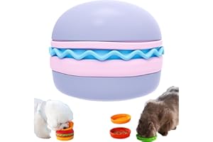 GOODLIEST All-in-One Travel Cat Feeder Bowl for Dry Food, Wet Food, Slow Feeding, Licking Mats & Water, Multifunctional Hamburger Shape Pet Bowl, 5-Piece Stackable Cat Bowls Set for Travel (Purple)