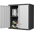 STEELIST Metal Wall Cabinet, Garage Cabinets Wall Mounted, Locking Storage with Adjustable Shelves, Wall Mount Steel Cabinet with Doors, Floating Cabinet for Home Office, Utility Room