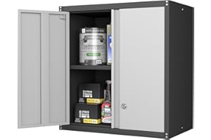 STEELIST Metal Wall Cabinet, Garage Cabinets Wall Mounted, Locking Storage with Adjustable Shelves, Wall Mounted Garage Cabinet with Doors, Floating Cabinet for Home Office, Utility Room