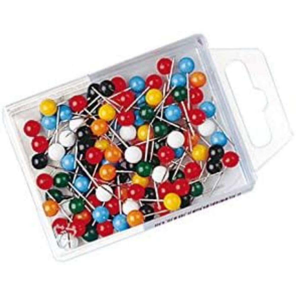 Wedo 56100 Marking Needle (Round Head Needles, Needle Length 16 mm, Head Diameter 6 mm) 100 Pieces Assorted Colours — image 1