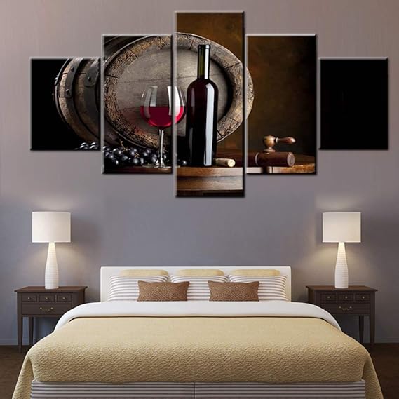 Amazon.com: Wine Bottle Framed Wall Art Red Wine Cup Pictures for