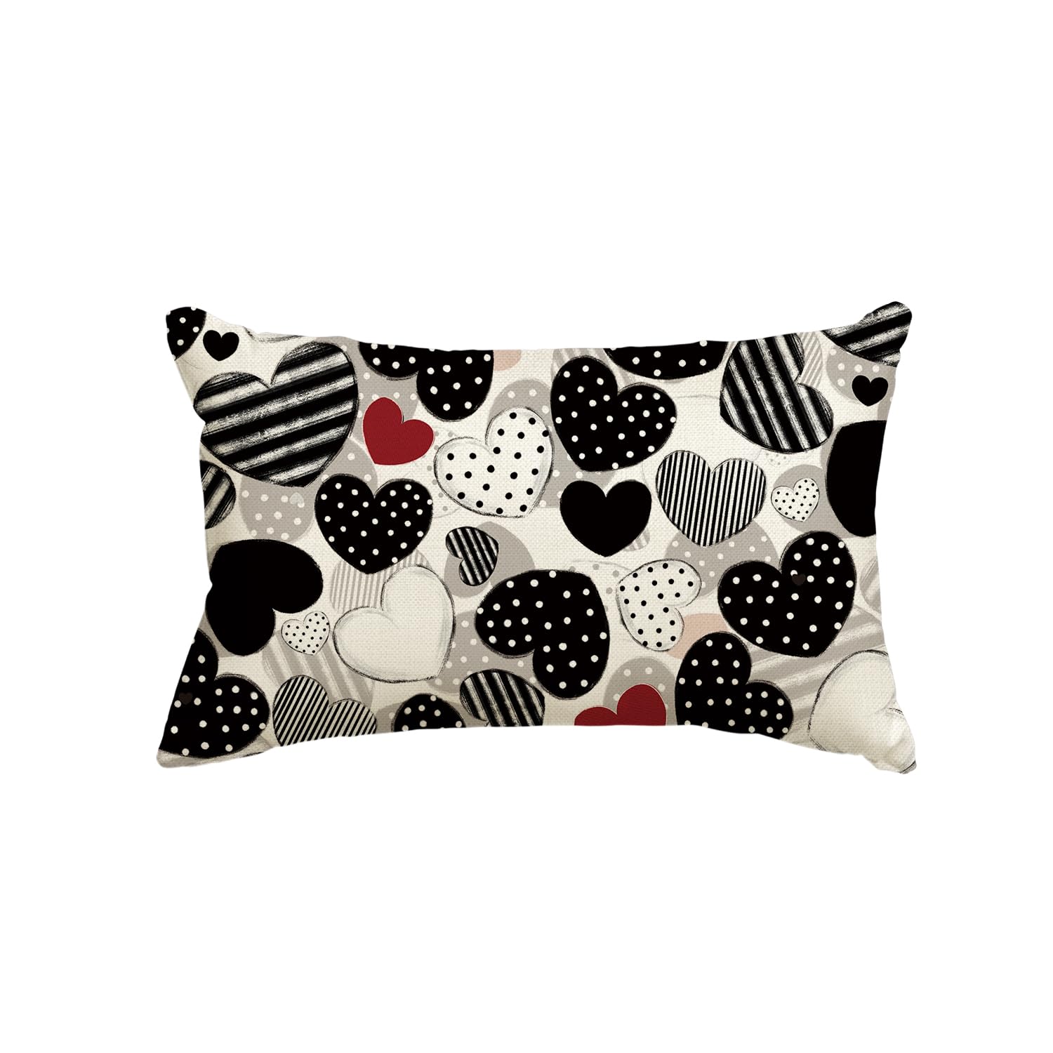 Photo 1 of AVOIN colorlife Valentine's Day Black Heart Throw Pillow Cover, 12 x 20 Inch Anniversary Wedding Cushion Case Decoration for Sofa Couch