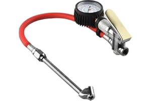 LAVOHOME Premium Dually Tire Inflator Gauge 2" Pressure Reader Dual Chuck Nozzle Design Reaches Inner Wheel Stems