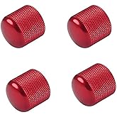 TUOREN 4Pcs Guitar Knobs Metal Volume Tone Control Knobs Guitar Dome Knobs Compatible with Fender Telecaster Gibson Electric Bass Guitar Replacement Parts Red