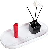 VeroBell Marble Tray 9.8”x4.7”x0.6”| Oval Stone Tray for Kitchen Counter, Bathroom Vanity & Jewelry Organization – Natural Durable Marble Design (Star White)
