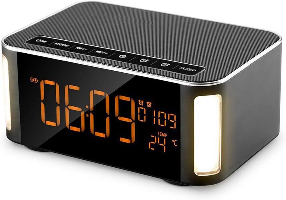 Bluetooth Speaker, Poweriver GlowEcho with Alarm Clock, Soft Light, FM Radio,Hand-Free Call, 4.3" Digtal LCD Display for Bedside, Desktop, Office
