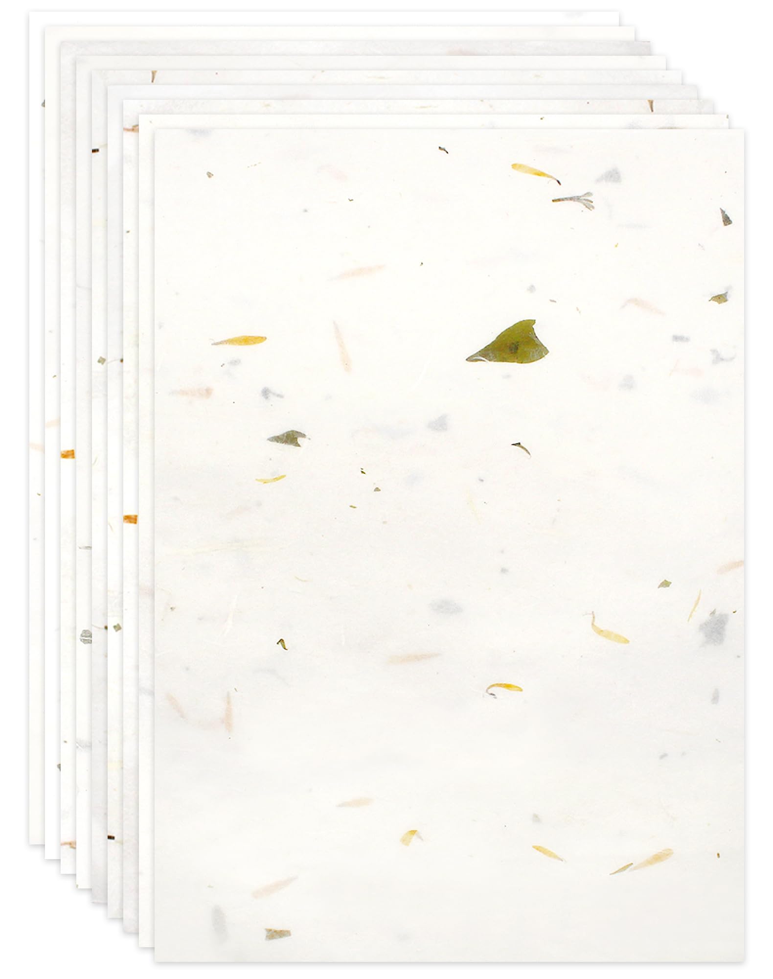 Anvin A4 Natural Mulberry Paper 50 Sheets Visible Leaves Fiber Rice Paper Printable Decoupage Tissue Paper Sheets for Writing, Painting, Card Making, DIY Crafts(21x29.7cm, Semi Transparent Off White)