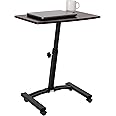 Seville Classics WEB162 Mobile Laptop Computer Desk Cart Height-Adjustable from 20.5" to 33", Slim, Walnut