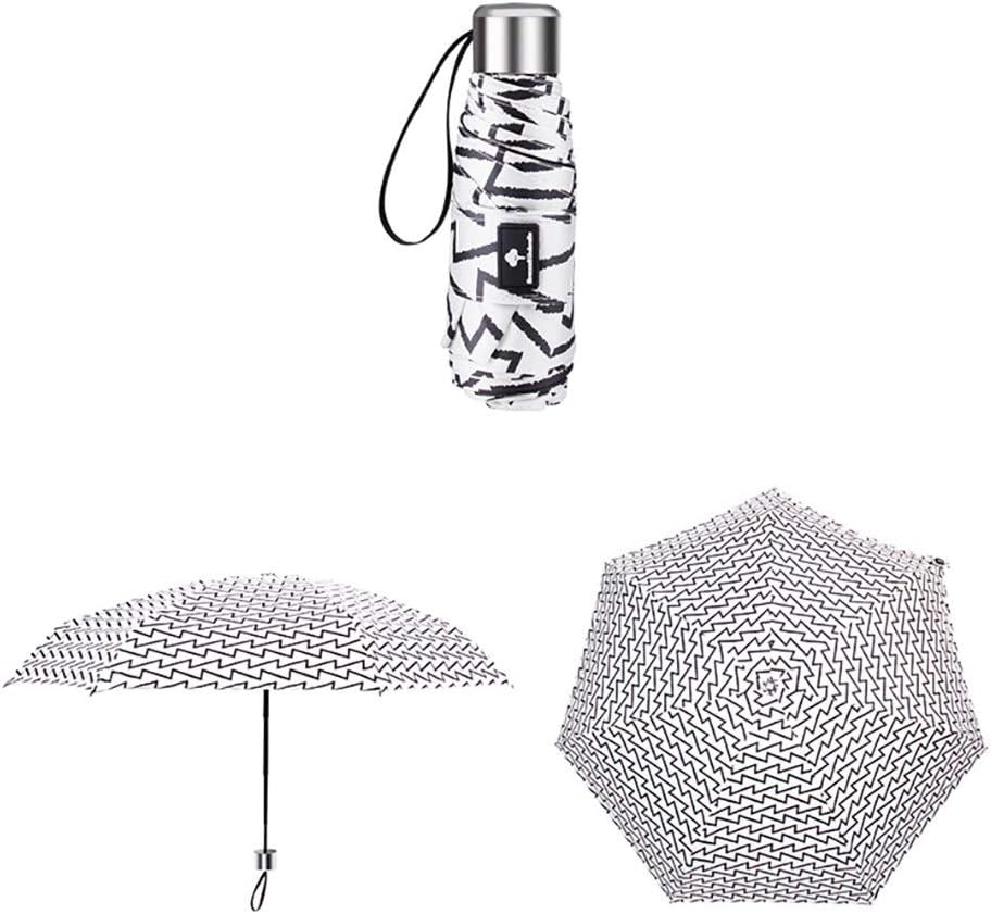 White All-weather Umbrella Five-folded Sunproof Pocket Umbrella Women Anti-UV Lightweight Small Black Gum Sunshade Flat Umbrella