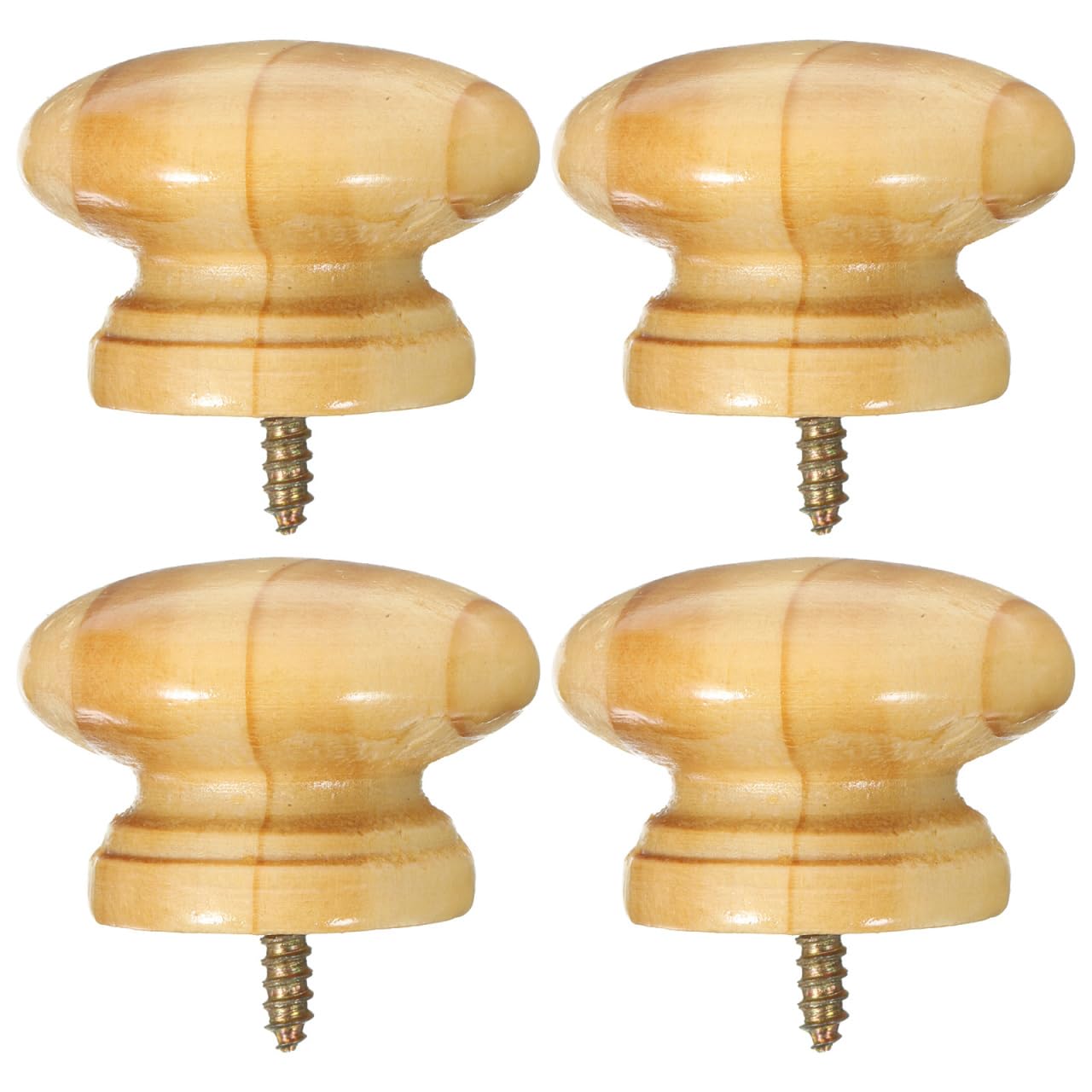 4Pcs Wooden Round Drawer Knobs for Children's Room - Zinc Alloy Self-Tapping Cartoon Handles for Cabinets, Wardrobes, and Dressers