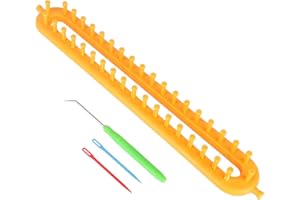 Katech Knitting Loom Long Loom Knitting, 36 cm Rectangle Knitting Looms for Beginners, Scarf Loom Crochet Loom, Square Loom Knitting with Adjustable Pegs & Knitting Needles for Scarf Sweater