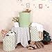Sea Team 19.7 Inches Large Sized Waterproof Coating Ramie Cotton Fabric Folding Laundry Hamper Bucket Cylindric Burlap Canvas Storage Basket (19.7