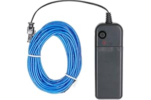 Searik LED Neon Light, 16.4 ft/5 m Portable EL Wire Glowing Rope Lights LED Strips with Battery Controller for Halloween Decorations Party Favor Festival Car DIY Clothes Decor (Blue)