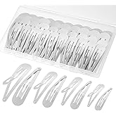 40 Piece Snap hair Clips for Woman, Large Metal Hair Barrettes with Storage Box, Nonslip Hair Pins Accessories for Women, Girls, Kids, Teens - 1.9", 2.3", 2.7", 3.1" Sizes(Silver)