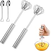2Pcs 12-inch Stainless Steel Automatic Egg Whisk | Rotary Hand Push Mixer for Effortless Stirring – Ideal for Eggs, Milk, Cream & Baking – Heavy-Duty, Rust-Resistant Kitchen Tool