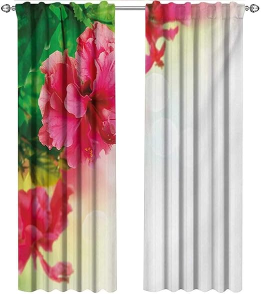 Amazon Com Floral Curtains Modern Hibiscus Flower Florets Buds