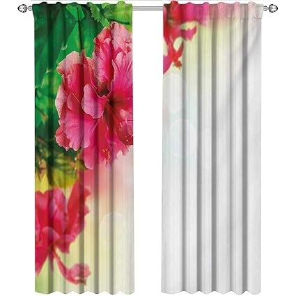 Amazon Com Floral Curtains Light Blocking Hibiscus Flower