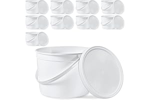 ePackageSupply 1 Gallon Food Grade Freezer Safe Round Plastic Bucket with Lids, Made in USA, BPA Free, Premium HPDE, Ice Cream, Soup, prep containers, 10 Pack