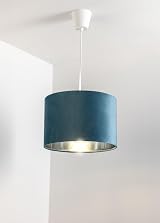 CGC Lighting Modern Velvet 30cm Drum Ceiling Lamp Shade Teal view 3
