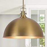LamQee 18 Inch Brushed Gold Large Pendant Light Kitchen Island, Farmhouse Modern Dome Pendant Light Fixtures Ceiling Hanging 