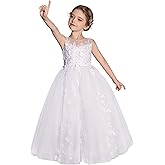 First Communion Dresses for Girls Tulle Flower Girl Dress 3D Floral Appliques Ball Gowns for Wedding Birthday