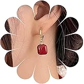 Andelaisi Boho Coral Drop Earrings Red Coral Square Dangle Earrings Vintage Corals Gemstone Hoop Earrings Geometric Square Corals Stone Earrings Jewelry for Women