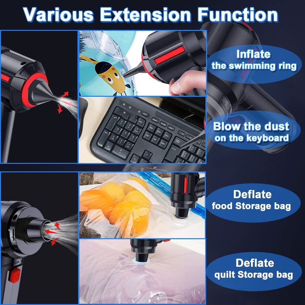 ADPTOYU 3-in-1 Portable Small Cordless handheld Vacuum Cleaner Rechargeable with 9000PA Powerful Suction for Car/Office/Home