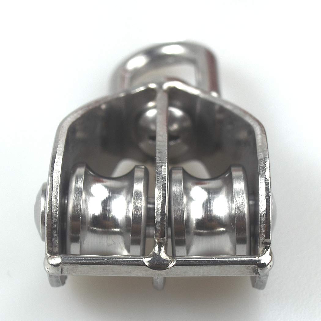 Packof1 M50 Double Pulley Shell Blocks Wire Rope Pulleys Bearing Roller, 304 Stainless Steel
