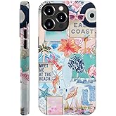 Generic Case Compatible with iPhone 16 Pro,Scratch Resistant Hybrid 2-Layer Hard Shell Phone Case,Seashells Beach Summer Jellyfish Collage