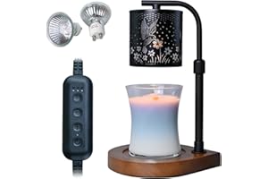 Eandisom Candle Warmer Lamp, Candle Lamps with Timer Height Adjustable for Compatible with Yankee Candle Large Jar, Metal, Candle Warmer Black Bird