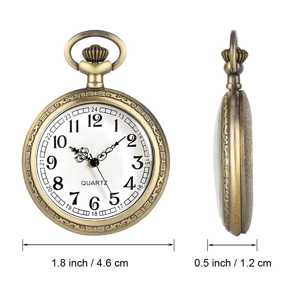 Fogitbok Vintage Quartz Pocket Watches for Men with Chains, Analog Pocket Watch for Women, Gifts for Dad/Grandpa Gifts for Him for Birthday
