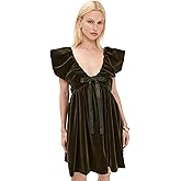 endless rose Women's Velvet Satin Mini Bow Dress