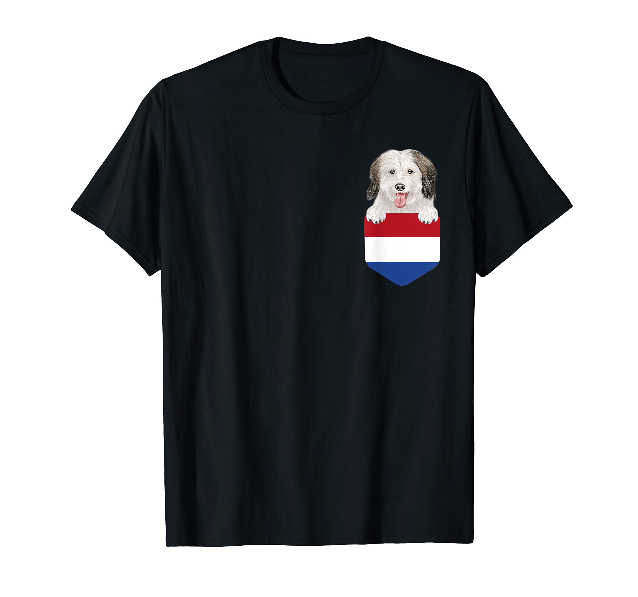 Netherlands Flag Coton de Tulear Dog In Pocket T-Shirt