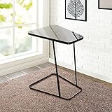 Lifewit End Table Side Snack Coffee Sofa Table Modern Tempered Glass Steel, Black