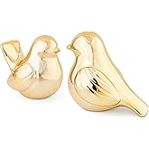 YINUOWEI Gold Birds Statues Home Decor, Modern Bird Figurines Decor, Birds Sculpture Animal Figurines for Living Room, Bedroom, Office Desktop, Book Shelf, Cabinets, Entryway