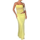 Two Piece Skirt Set for Women - Summer Vacation Outfits Sleeveless Asymmetrical Mesh Tank Crop Top Maxi Long Skirts