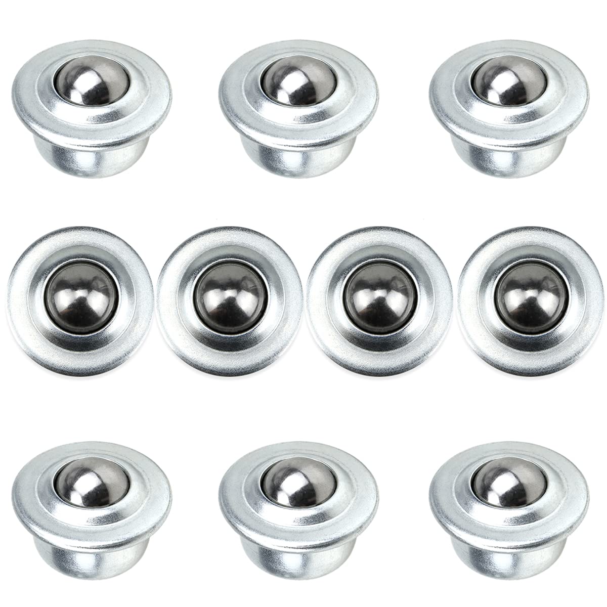 10 PCS Stainless Steel Roller Ball Transfer Bearing, FERCAISH Universal Rotation Ball Casters Round Ball Transfer Units for Transmission Roller Stand Roller Stand